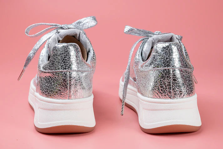 SABRINA PLATA - zapatilla de cuero para mujer