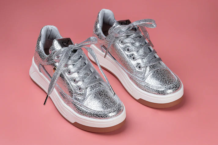 SABRINA PLATA - zapatilla de cuero para mujer