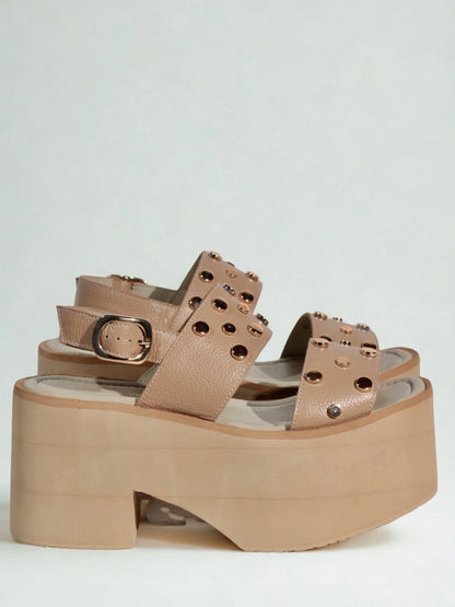 FEDERICA TAUPE  -  Sandalias en cuero para mujer