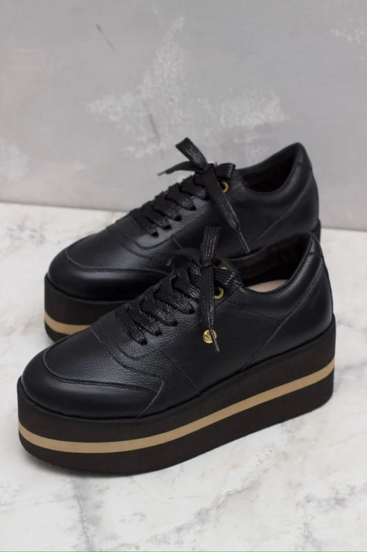 MILAN NEGRO - Zapatilla de cuero para mujer