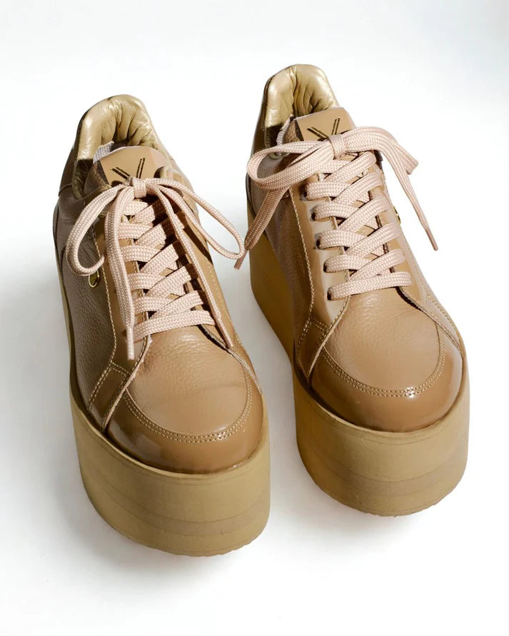 MILAN TAUPE - Zapatilla de cuero para mujer