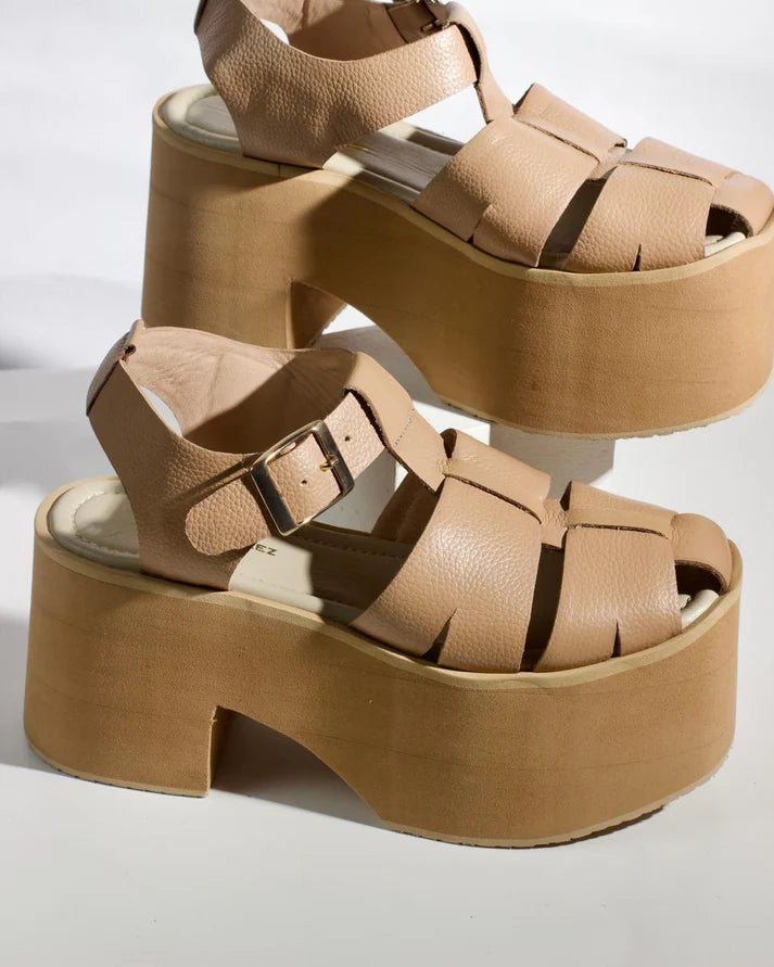 LORENZA TAUPE - sandalia en cuero para mujer