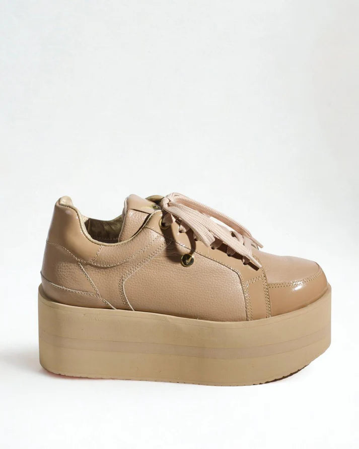 MILAN TAUPE - Zapatilla de cuero para mujer