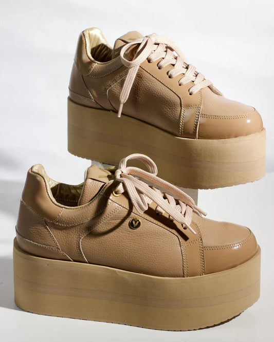 MILAN TAUPE - Zapatilla de cuero para mujer