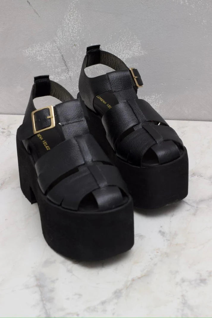 LORENZA NEGRO - sandalia en cuero para mujer