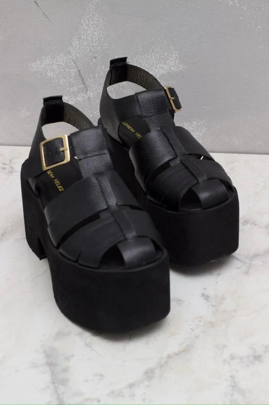 LORENZA NEGRO - sandalia en cuero para mujer