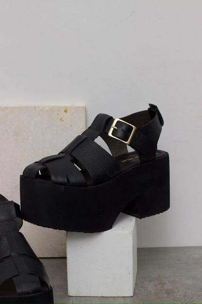 LORENZA NEGRO - sandalia en cuero para mujer