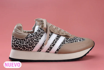 LEONELA  BEIGE -  Zapatillas en cuero para mujer.