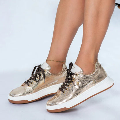SABRINA  DORADO - zapatilla de cuero para mujer