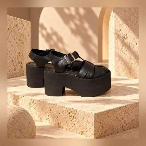 LORENZA NEGRO - sandalia en cuero para mujer